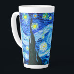 Taza De Café Latte Van Gogh Starry Night<br><div class="desc">Latte Mug featuring Vincent van Gogh’s oil painting The Starry Night (1889). Inspired by his stay at an asylum,  the art depicts a village underneath a night sky of blue and yellow moon and stars. A great gift for fans of Post-Impressionism and Dutch art.</div>