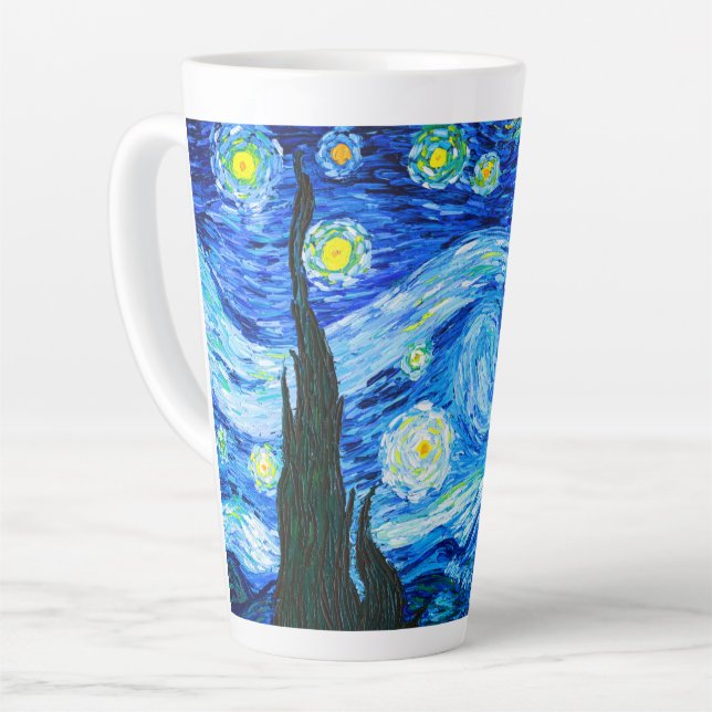 Taza De Café Latte Van Gogh Starry Night (Ángulo izquierdo)