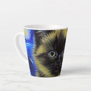 Taza De Café Latte Van Gogh Starry Night Siamese Cat
