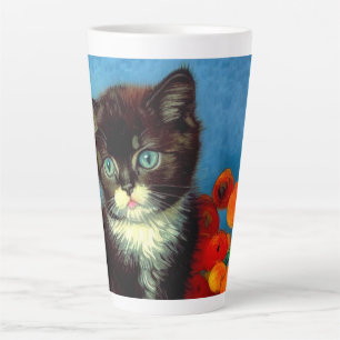 Taza De Café Latte Van Gogh Tuxedo Cat