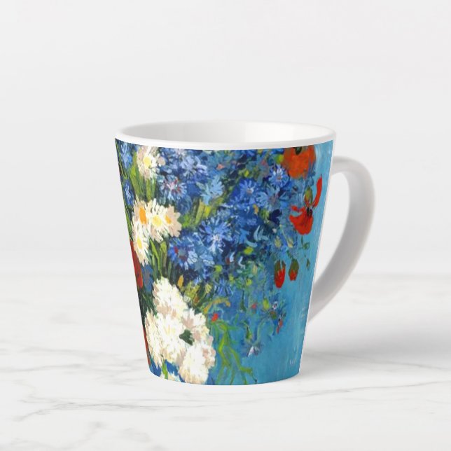 Taza De Café Latte Van Gogh Vase con Cornflowers y Poppies (Ángulo derecho)