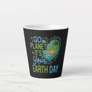 Taza De Café Latte Ve Planeta Es Tu Día de la Tierra
