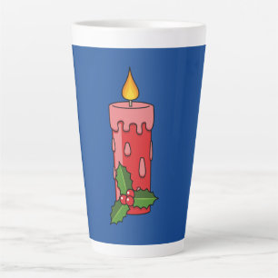 Taza De Café Latte Velas del pilar rojo navidad con Holly