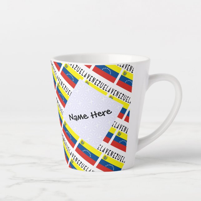 Taza De Café Latte Venezuela y la bandera venezolana cubierta y perso (Derecha)
