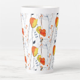 Taza De Café Latte Verano tropical | Hermoso diseño de floraciones am