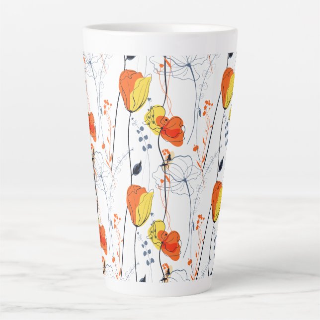 Taza De Café Latte Verano tropical | Hermoso diseño de floraciones am (Anverso)