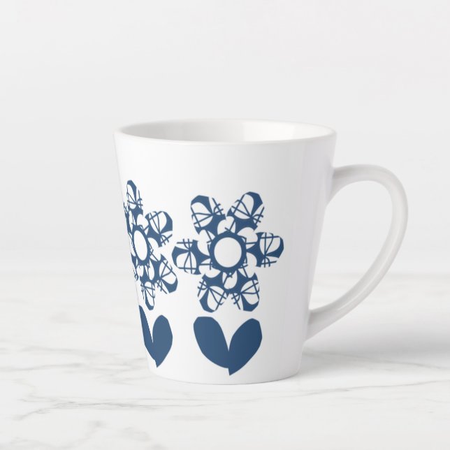 Taza De Café Latte Verdadero Daisy De Deco Azul (Derecha)