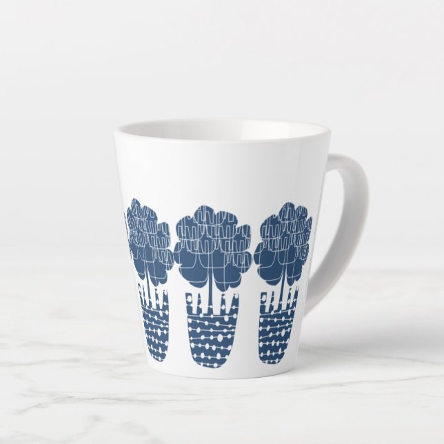 Taza De Café Latte Verdadero Planta Protegida Azul (Ángulo derecho)