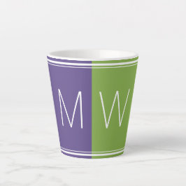 Taza De Café Latte Verde púrpura | Moderno | Motivación | MONOGRAM