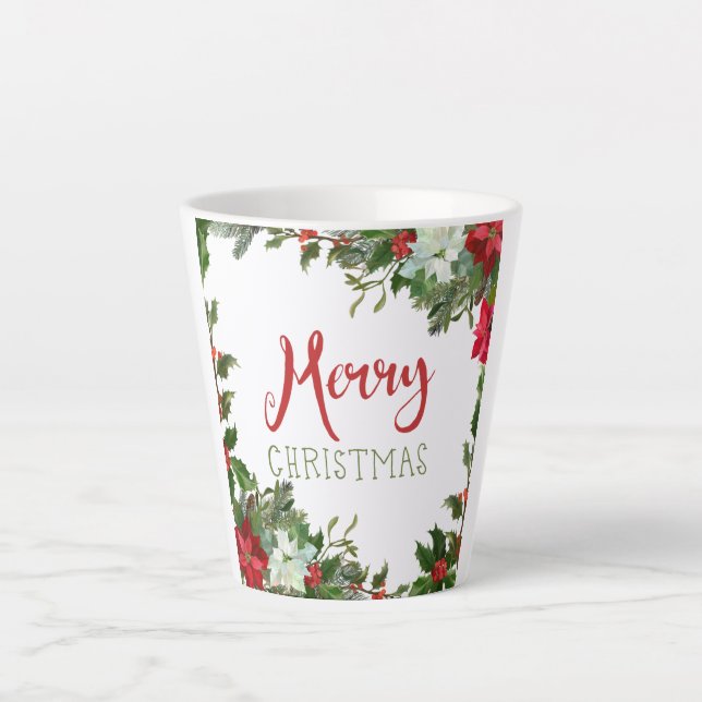 Taza De Café Latte Verdor navideño (Anverso)