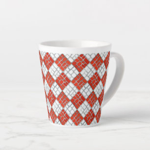 Taza De Café Latte VERIFICACIÓN ROJA MOSAIC Latte Mug