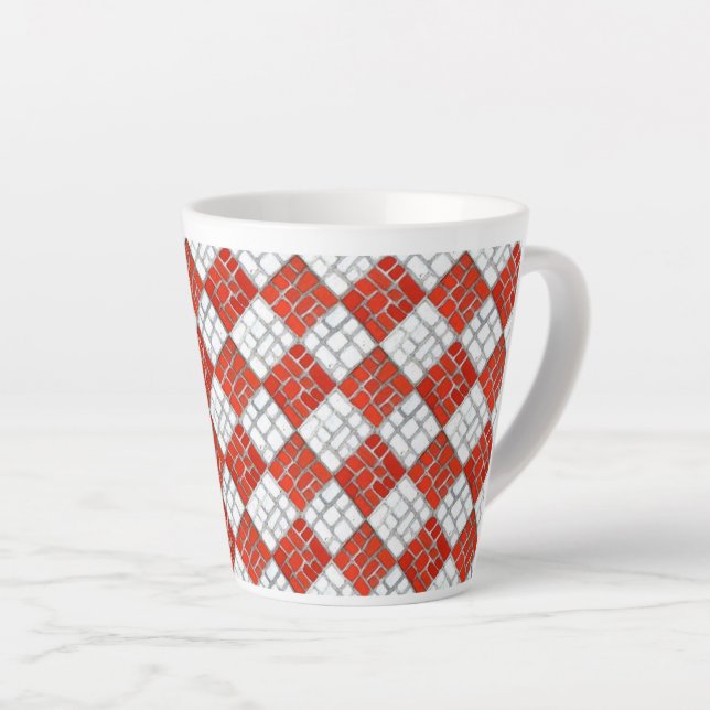 Taza De Café Latte VERIFICACIÓN ROJA MOSAIC Latte Mug (Ángulo derecho)
