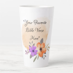 Taza De Café Latte Verso de la Biblia personalizado sobre fondo y flo