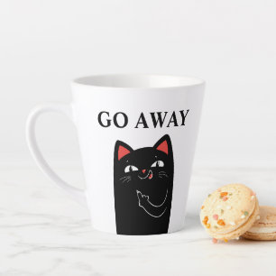 Taza De Café Latte Vete Dedo Medio Gato Negro Divertido
