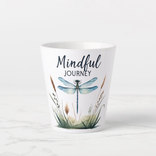 Taza De Café Latte Viaje mental - Naturaleza de la libélula (Anverso)