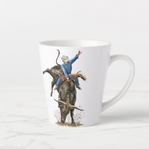 Taza De Café Latte Viajero de toros de Longhorn Rodeo Power Sport Art