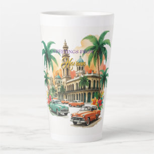 Taza De Café Latte Viajes de la Cuba de la Vintage - Saludos desde La