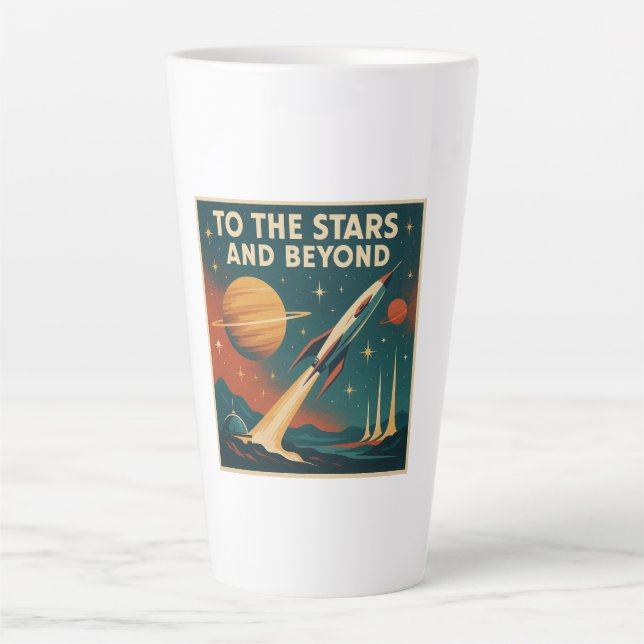 Taza De Café Latte Viajes espaciales "A las estrellas y más allá" (Anverso)