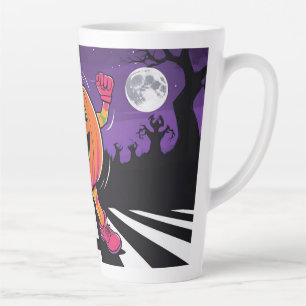 Taza De Café Latte Vibe me Jack-o-lantern camiseta de manga larga