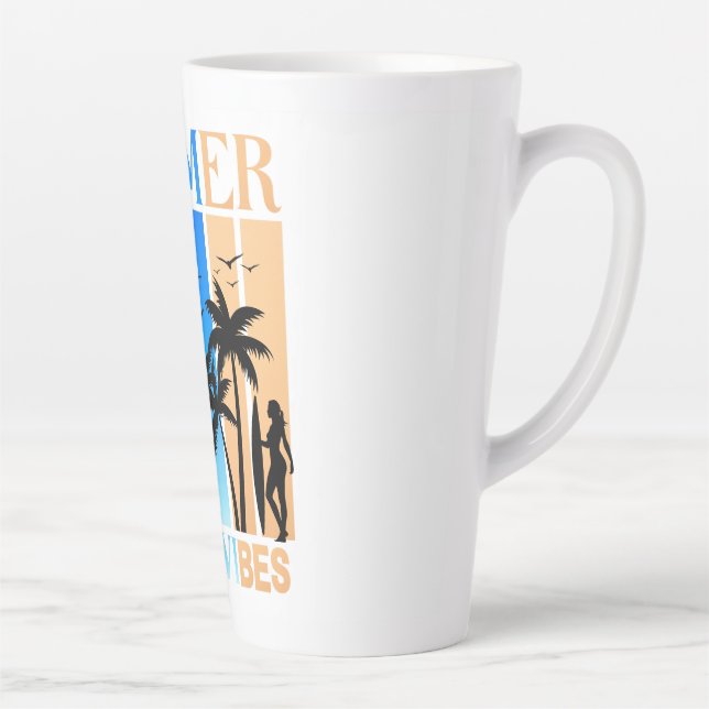 Taza De Café Latte Vibes de playa de verano (Derecha)