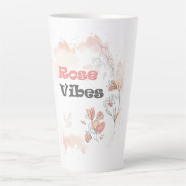 Taza De Café Latte Vibes de Rosa - Modo floral estético