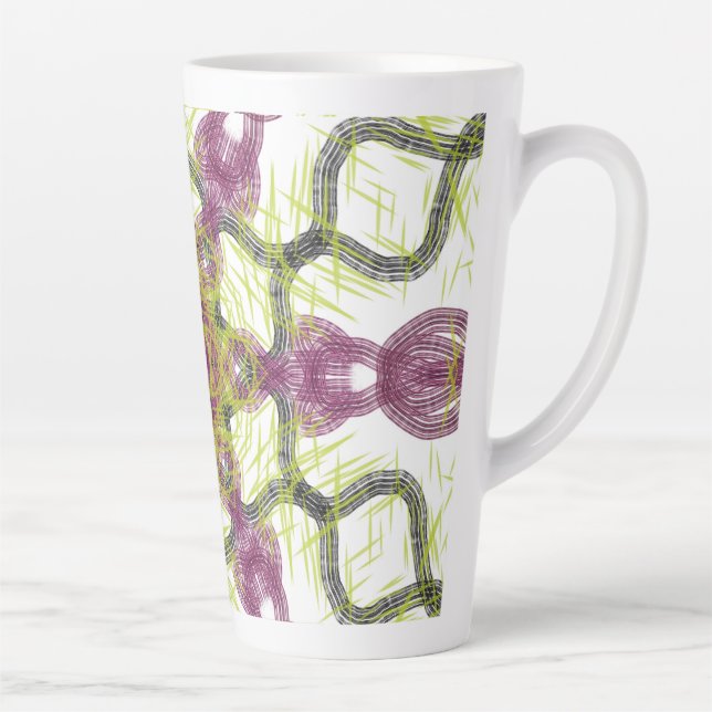 Taza De Café Latte Vibes Mug | Arte abstracto tropical vibrante (Derecha)