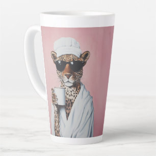 Taza De Café Latte Vibes relajadas de Leopard Morning