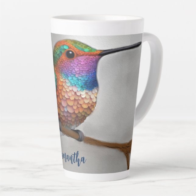 Taza De Café Latte Vibrant Allen’s Hummingbird Painting (Ángulo derecho)