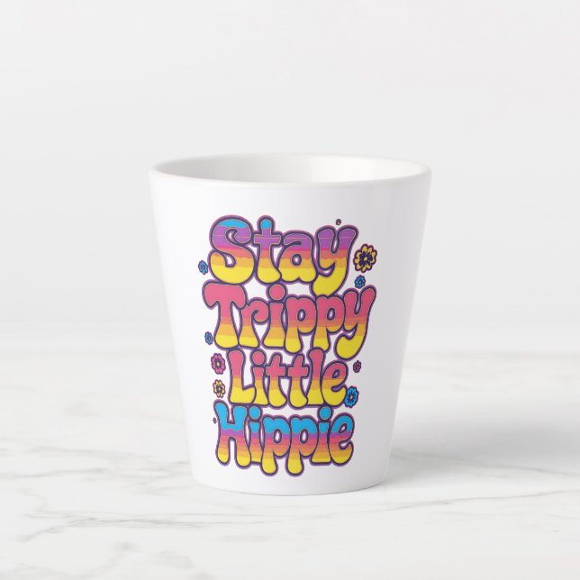 Taza De Café Latte Vibrant Rainbow Stay Trippy Hippie Quote (Anverso)