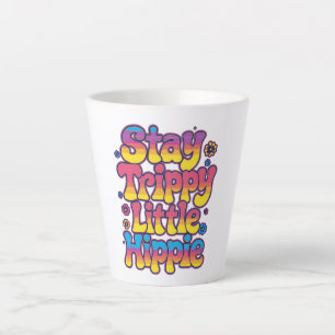 Taza De Café Latte Vibrante Arcoíris Mantén la Fiesta Hippie Frase