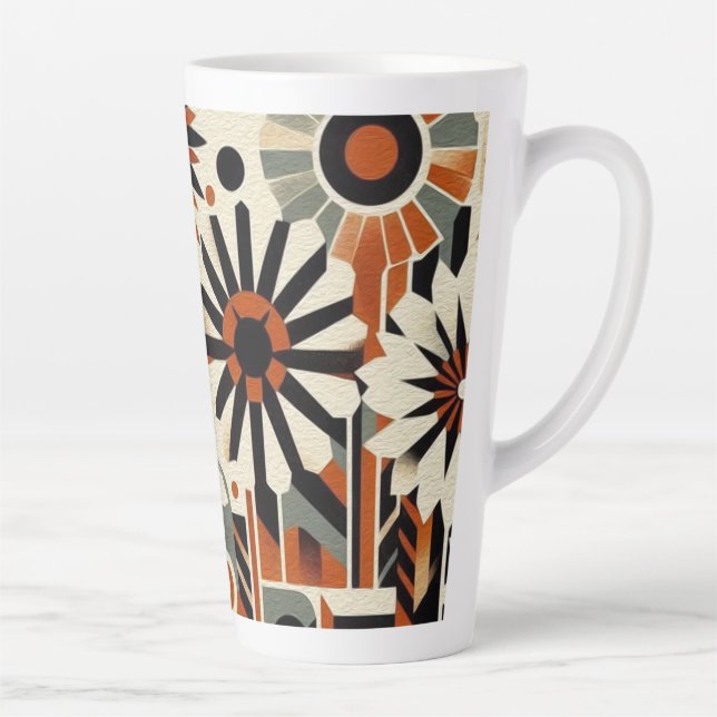 Taza De Café Latte Vibrante Jardín Geométrico Latte Mug (Derecha)