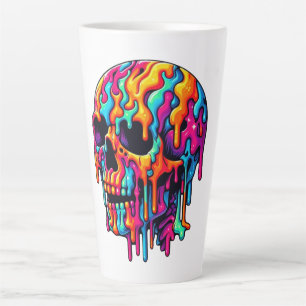 Taza De Café Latte Vibrante Skull Psicodélico