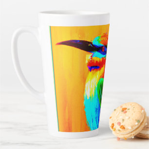 Taza De Café Latte Vibrante y alegre pintura de Aves Arcoiris. ¡Hazte