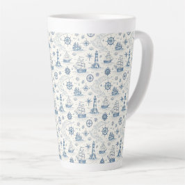 Taza De Café Latte Vida Costera Océanos Azules