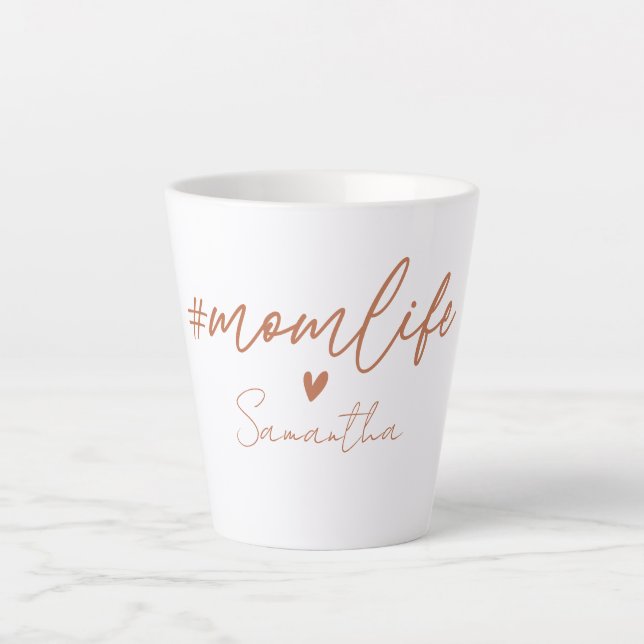 Taza De Café Latte Vida de mamá - Diseño de encanto rústico (Anverso)