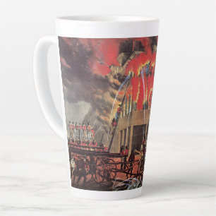 Taza De Café Latte Vida de un bombero, antiguos bomberos combatiendo 