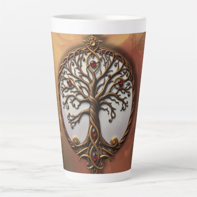 Taza De Café Latte Vida Mística del Árbol (Anverso)