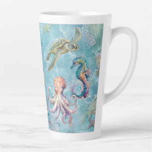 Taza De Café Latte Vida Oceánica (diario coincidente disponible)