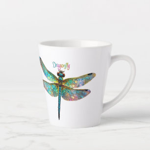 Taza De Café Latte Vidrio de colores Libélula colorida