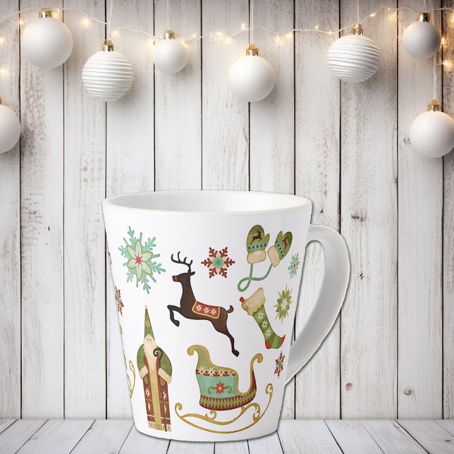 Taza De Café Latte Viejas imágenes de moda Feliz Navidad (Subido por el creador)