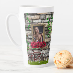 Taza De Café Latte Viejo cuento de hadas Rosas de bicicletas marco fo