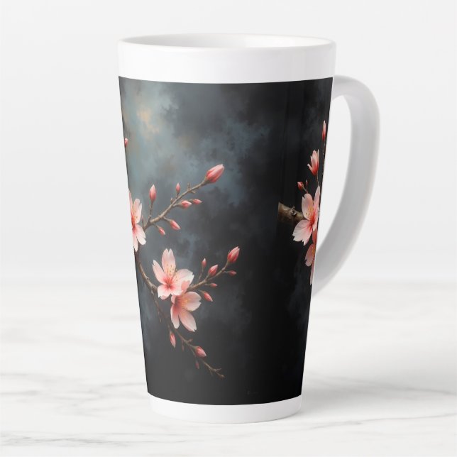 Taza De Café Latte Vietnamese Peach Blossom Art (Ángulo derecho)