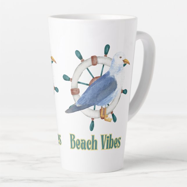 Taza De Café Latte vigas de playa (Ángulo derecho)