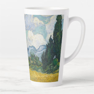 Taza De Café Latte Vincent van Gogh - Campo de trigo con cipreses