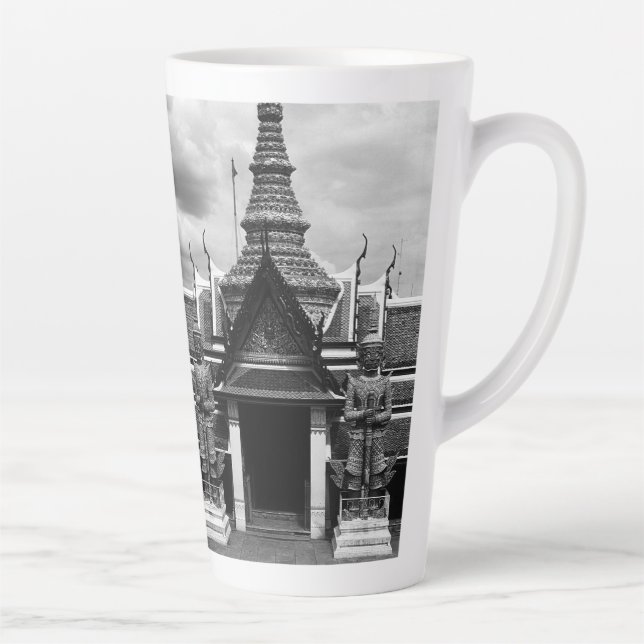 Taza De Café Latte Viñeta Tailandia Guardia Demonio de Wat Phra Kaew (Derecha)