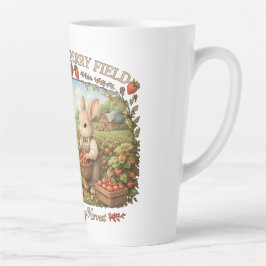 Taza De Café Latte Vintage Bunny Strawberry Field Cottagecore Illustr
