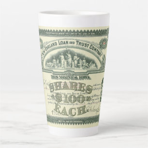 Taza De Café Latte Vintage Capital Stock Certificate Business Finance