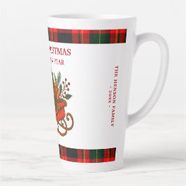 Taza De Café Latte Vintage Christmas Sleigh with Gifts and Plaid