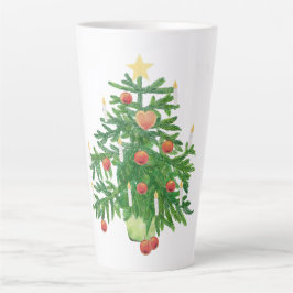 Taza De Café Latte Vintage Christmas Tree with a Star & Heart Cookie