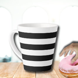 Taza De Café Latte Vintage Classic rayas negras y blancas